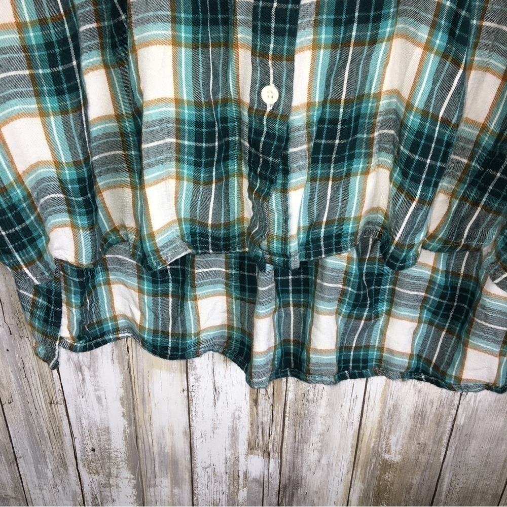 Lane Bryant No Peak Green Plaid Boyfriend Button Front Shirt Women’s 14/16 - Picture 3 of 4